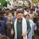 पटना में गरमाई सियासत: विरोध मार्च के दौरान हिरासत में लिए गए तेजस्वी यादव, पुलिस कार्रवाई पर सरकार को दी खुली चुनौती